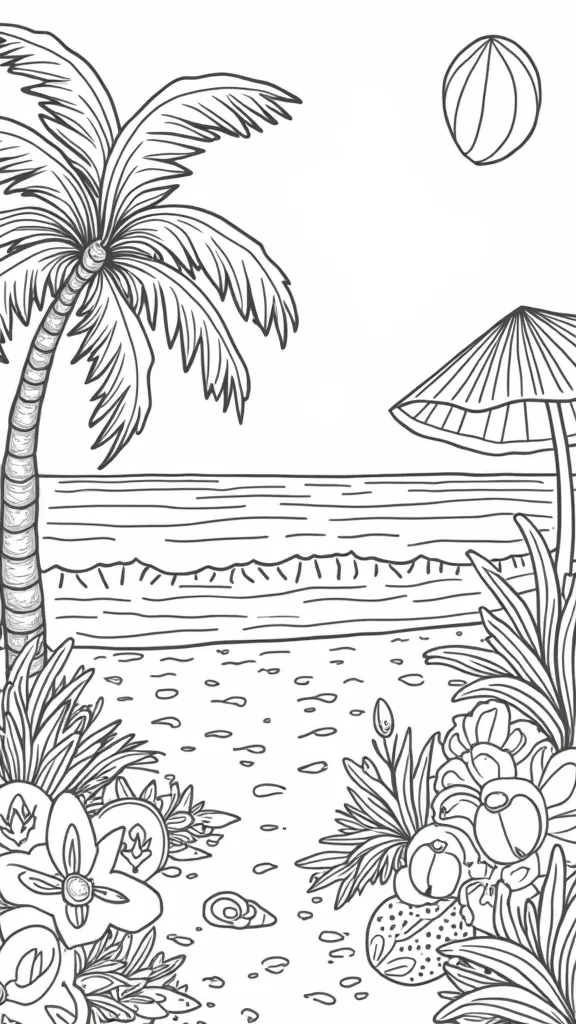 coloring pages beach theme